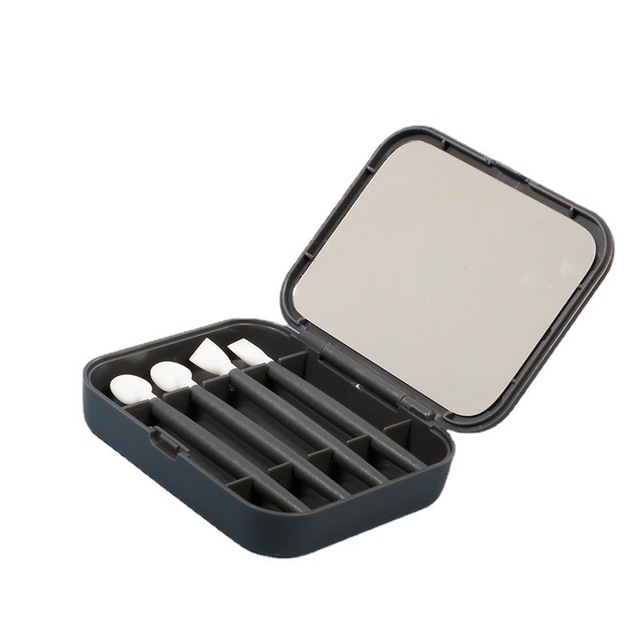 Professional 4PCS/BOX Silicone Eyeshadow Lip Makeup Brush Portable Reuse with Mirror Cosmetic Tools for Women Girls