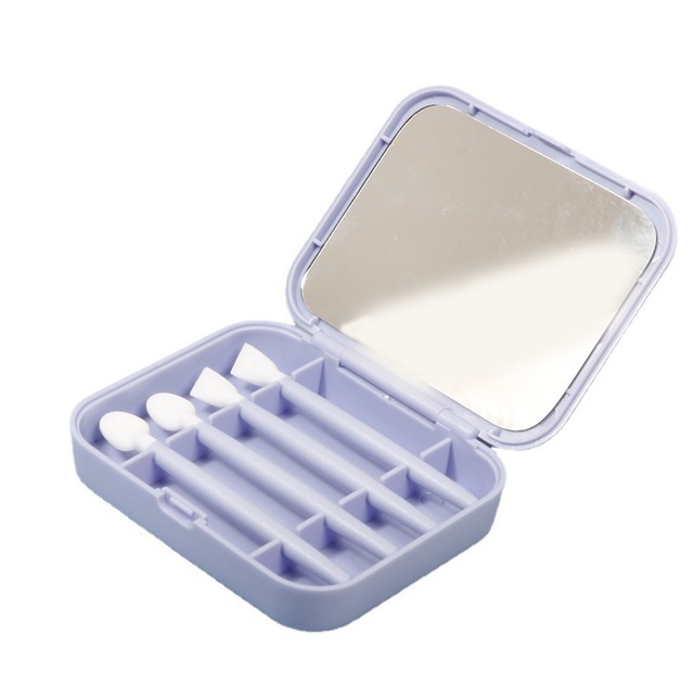 Professional 4PCS/BOX Silicone Eyeshadow Lip Makeup Brush Portable Reuse with Mirror Cosmetic Tools for Women Girls