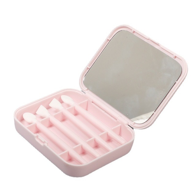 Professional 4PCS/BOX Silicone Eyeshadow Lip Makeup Brush Portable Reuse with Mirror Cosmetic Tools for Women Girls