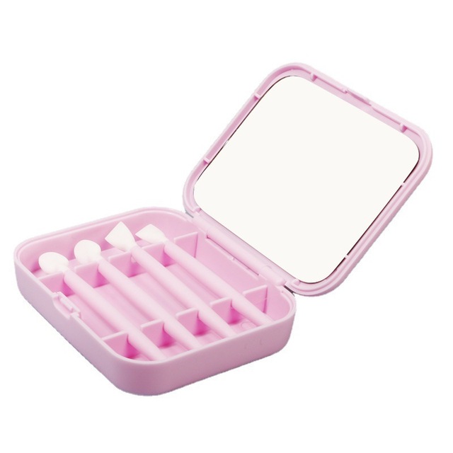 Professional 4PCS/BOX Silicone Eyeshadow Lip Makeup Brush Portable Reuse with Mirror Cosmetic Tools for Women Girls