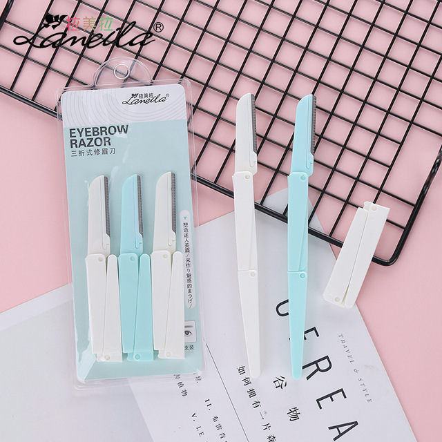 3PCS Folding Eyebrow Trimmer Professional Eye Brow Razor Tattoo Blade Sharper Safer Beauty Tool