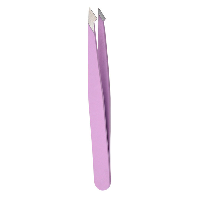 4 Colors Eyebrow Tweezer Hair Slanted Puller Stainless Steel Eye Brow Clips Hair Removal Makeup Tool Slant Tip Eyelash Tweezer