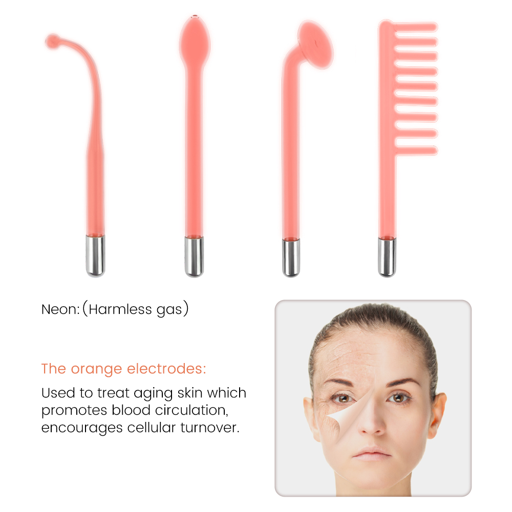4 In 1 High Frequency Electrode Wand Electrotherapy Glass Tube Beauty Device Acne Spot Remover Facial Anti Wrinkle Skin Care Spa
