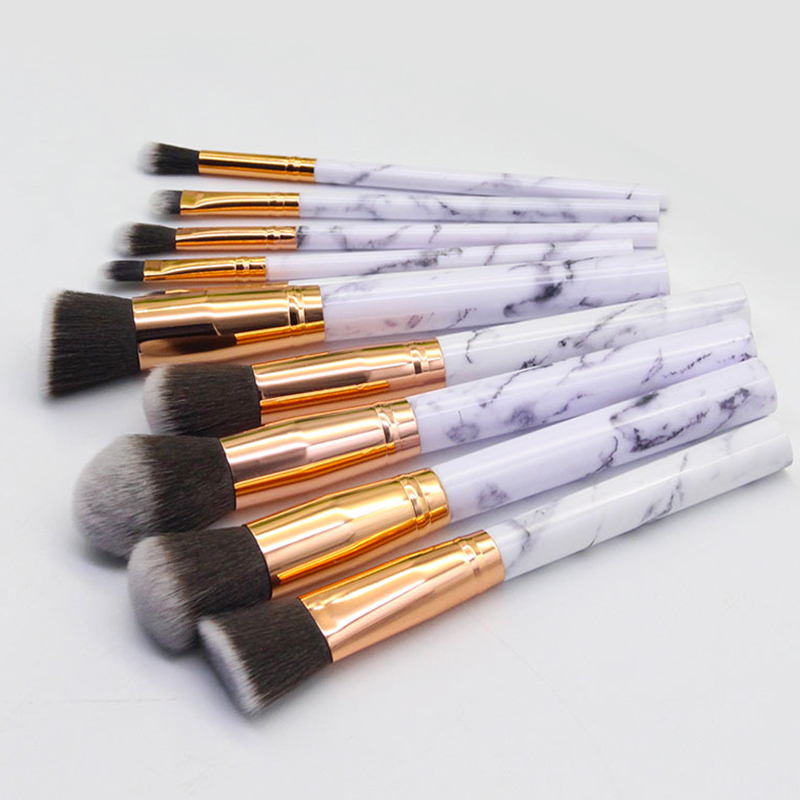 10 Pcs Makeup Brushes Tool  Beauty Eye Shadow Eyebrow Fan Blush Blending Make Up Brush Kit Cosmetic Set