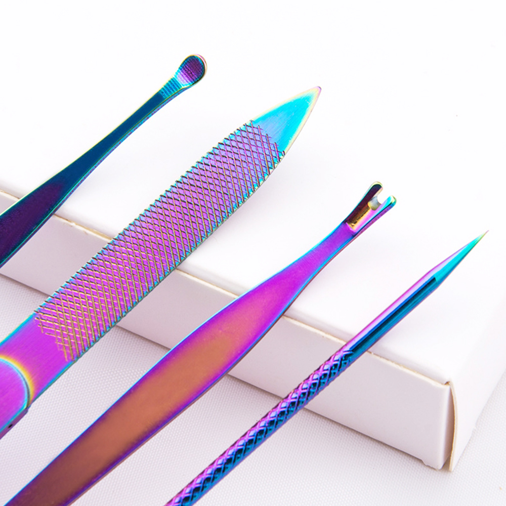 New Rainbow Manicure Kit Pedicure Professional Grooming Care Tools Nail File Nail Clippers With Leather Manicure Set