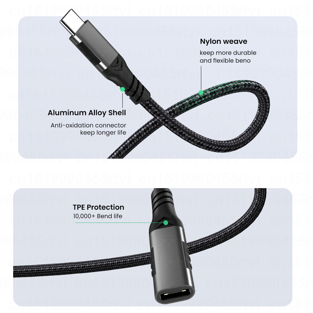 10Gbps Type C Extender Cord 5A 100W USB3.2 Extension Adapter PD Charging Cable For Xiaomi Nintendo Switch Laptop Projection Line 1M