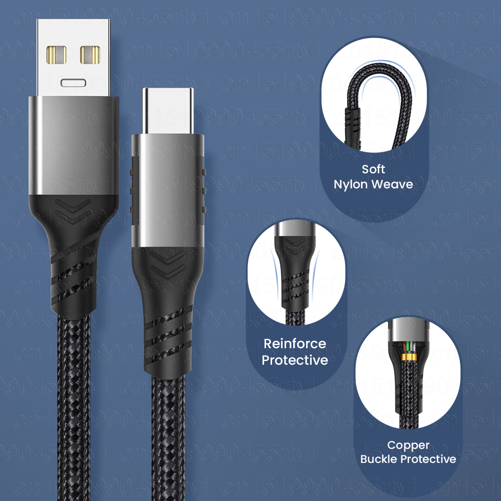 60W USB Type C Cable For Samsung S20 S21 Xiaomi POCO Huawei Fast Charging Wire Cord USB-C Charger Mobile Phone USBC Type-C Cable 1M