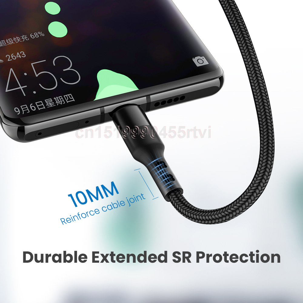 5A Fast Charging USB Data Cable Micro USB Type C Phone Charger Kable 1M Braided Cord For Samsung S10 Xiaomi 10 Redmi K40