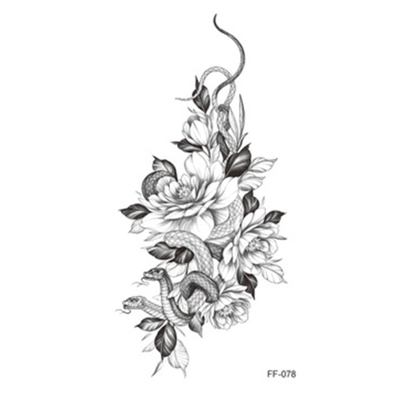 Large Body Art Arm Sleeves Snake Flower Temporary Tattoo Sticker Fast Rock Tattoo Women Waist Bracelet Fake Flash Tatoos Totem