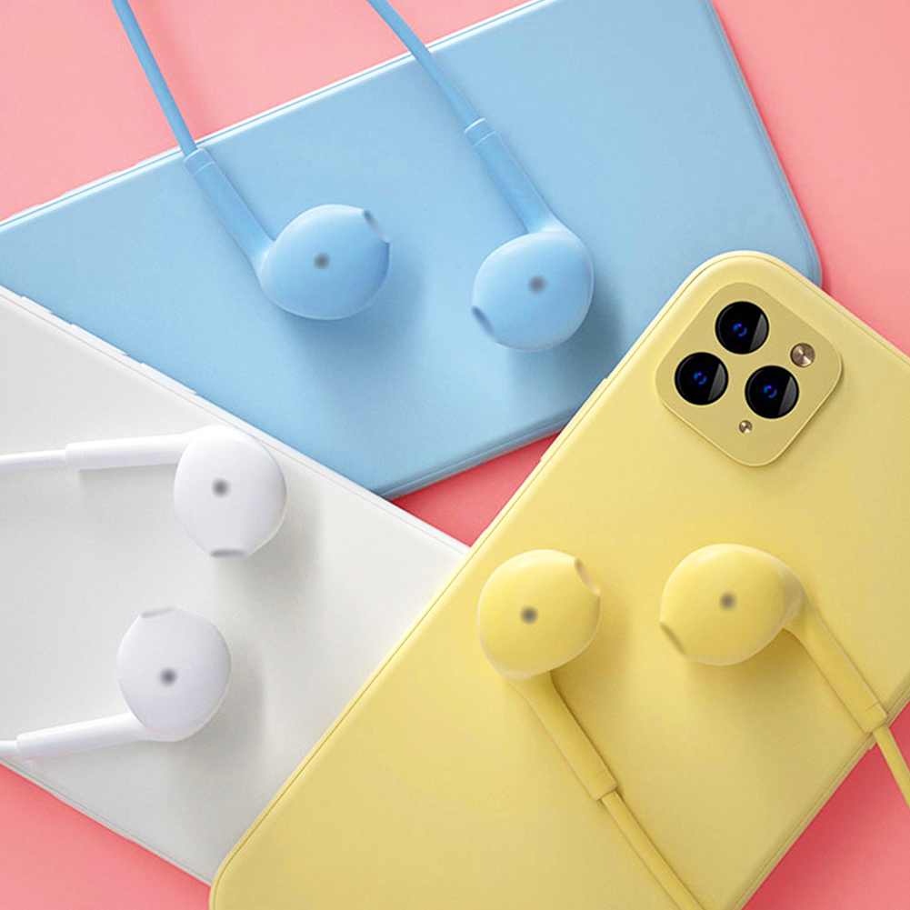 6 Colors Wired Headphones 3.5mm Sport Earbuds With Bass Mobile Phone Earphone Wire Control Stereo Headset Mic Music Earphones