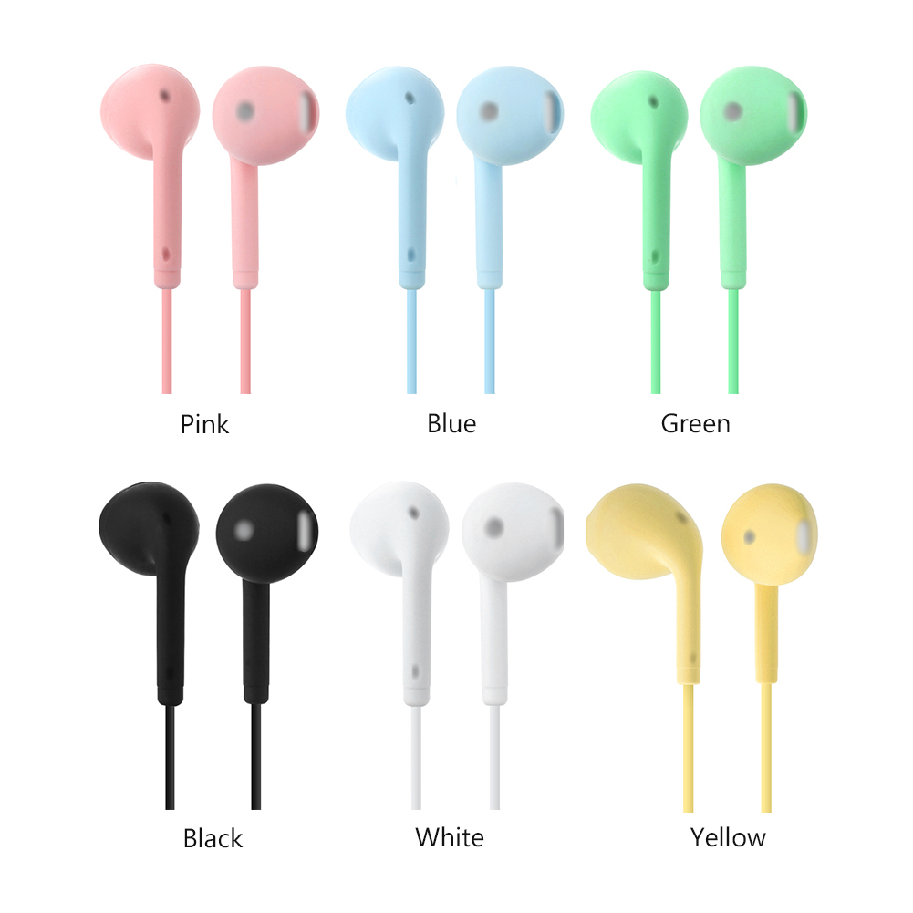 6 Colors Wired Headphones 3.5mm Sport Earbuds With Bass Mobile Phone Earphone Wire Control Stereo Headset Mic Music Earphones
