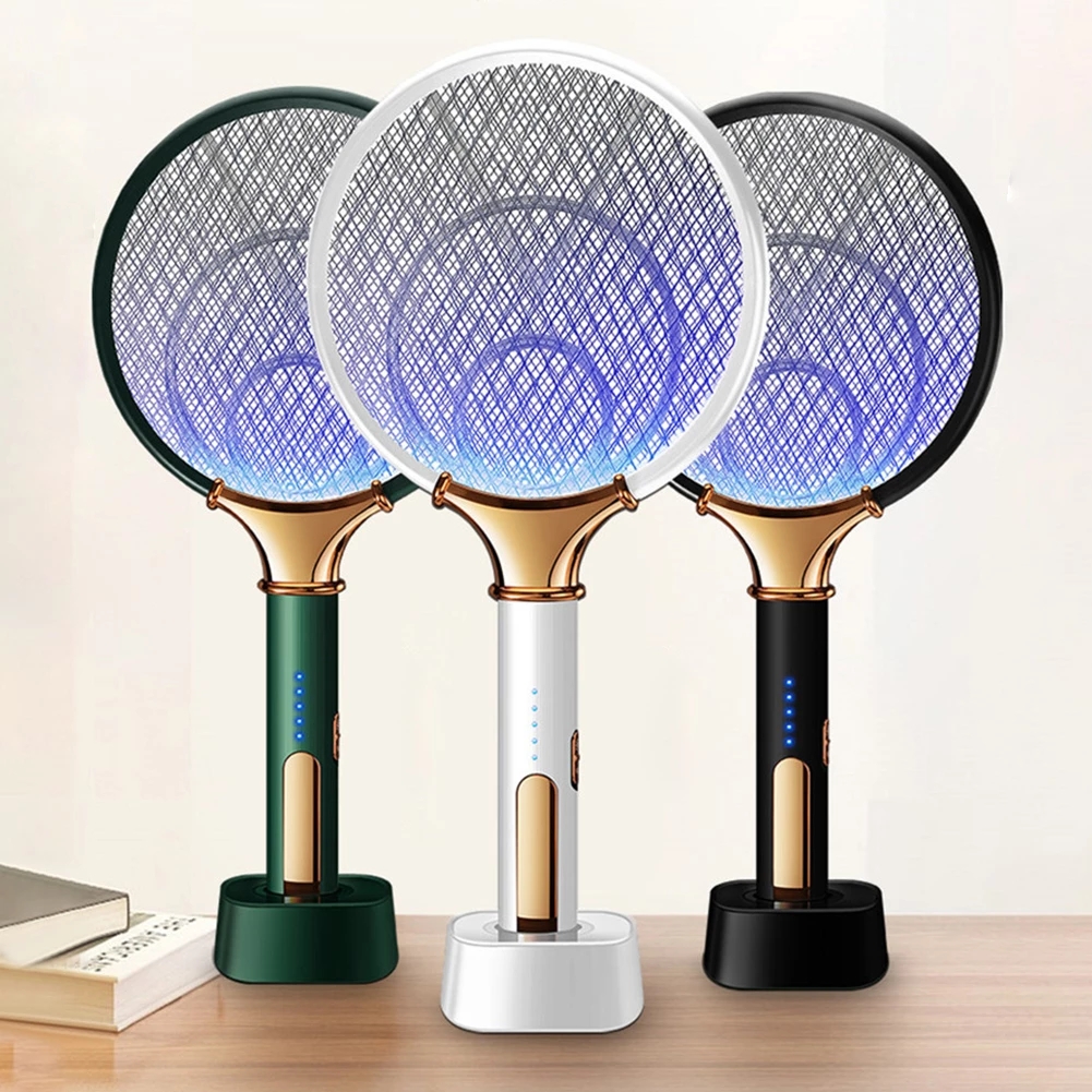 2 in 1 USB Rechargeable Electric Mosquito Swatter LED Blue Light Lure Killer Lamp Mute Home Shock Insect Bedroom Accessories