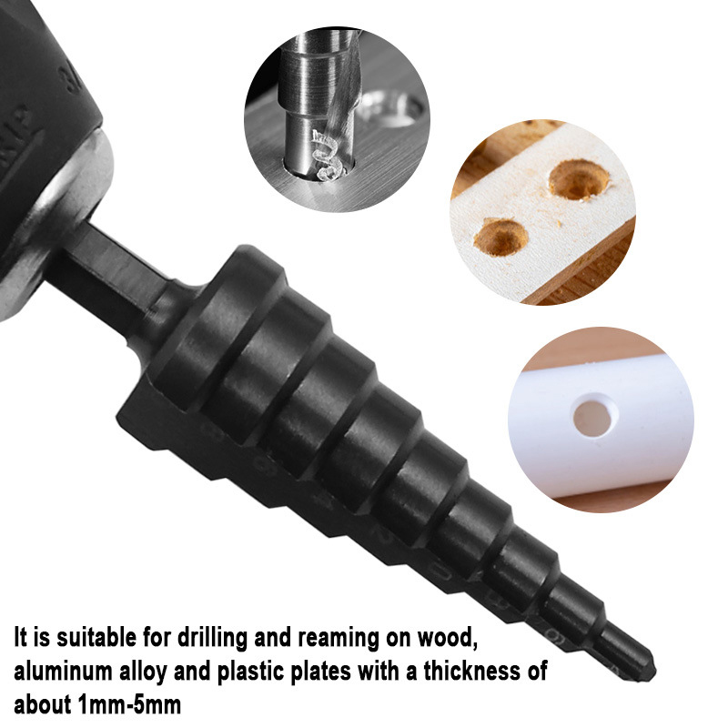 3PCS 3-12mm 4-12mm 4-20mm HSS Straight Groove Step Drill Bit Set Titanium Coated Wood Metal Hole Cutter Core Drill Bit Set