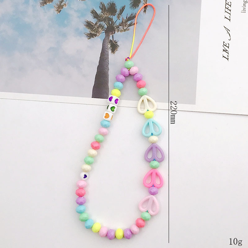 Trendy Colorful Acrylic Star Heart Beads Chain Mobile Phone Chain Anti-lost Handmade Acrylic Cord Lanyard for Women