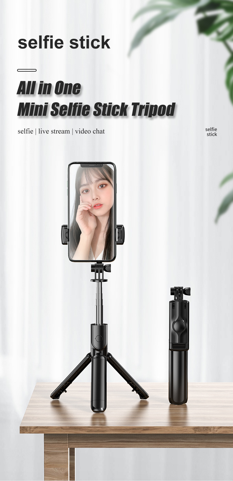 Bluetooth-Compatible Selfie Stick Mobile Phone Holder Handle Retractable Portable Multifunctional Tripod For Phone