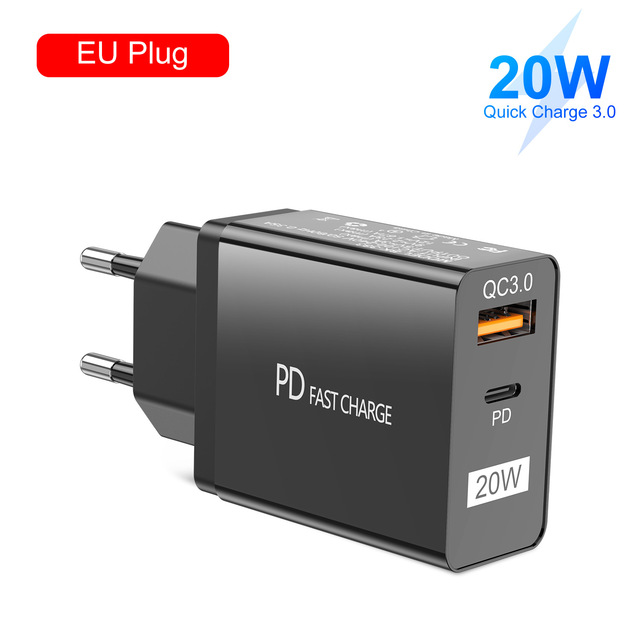 20W Quick Charge USB Charger PD QC 3.0 Type C Fast Charger For  Portable Mobile Phone Charger Adapter