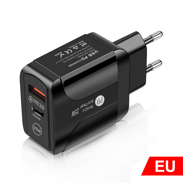 25W Fast Charger Quick Charge PD QC 3.0 Type C Fast Charging USB Charger Phone Charger