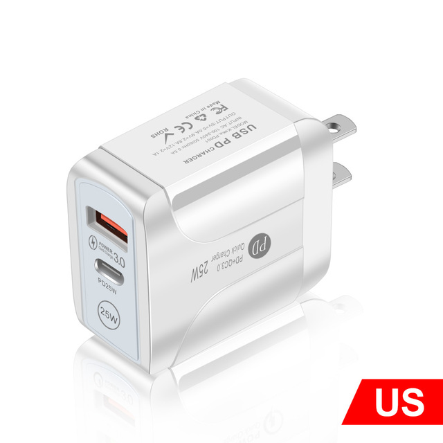 25W Fast Charger Quick Charge PD QC 3.0 Type C Fast Charging USB Charger Phone Charger