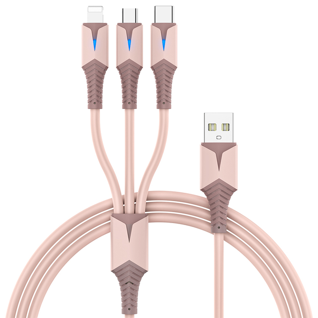 3 in 1 USB Cable 3A Fast Charging USB C Cable For iPhone 13 12 11 Pro Max Xiaomi 12 Huawei Samsung Mobile Phone Charge Cord