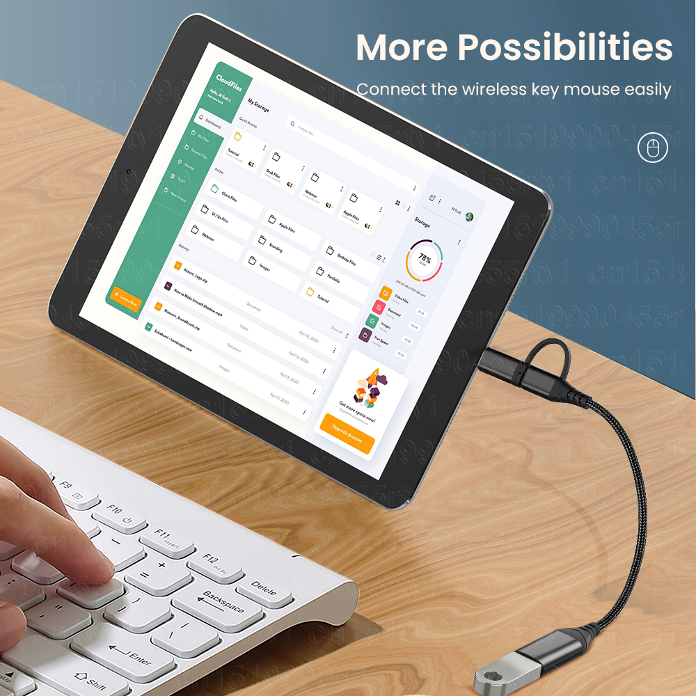 2 in 1 OTG Adapter Cable USB 3.0 To 8-Pin/Type C for Mouse Camera Card Reader USB HUB Converter For iPhone 14 13 12 Pro