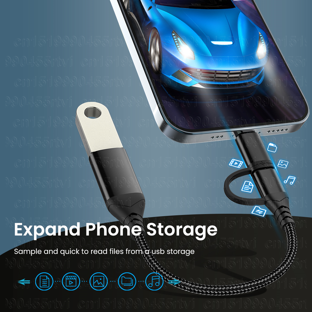 2 in 1 OTG Adapter Cable USB 3.0 To 8-Pin/Type C for Mouse Camera Card Reader USB HUB Converter For iPhone 14 13 12 Pro