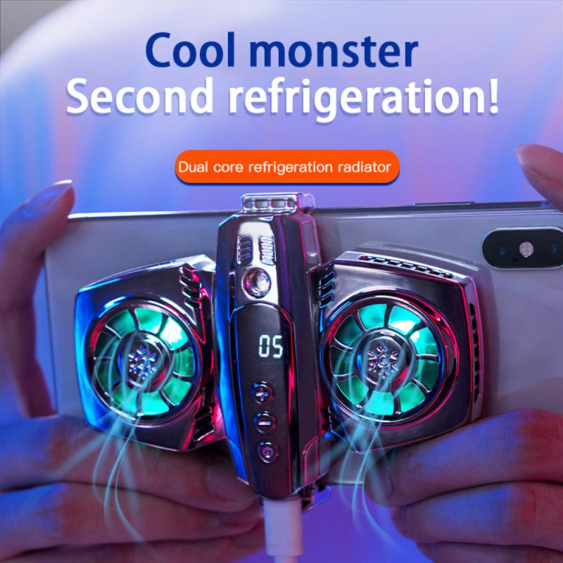 Mobile Phone Gamer Cooler USB Phone Coolers Semiconductor Dual Cooling Fan Radiator Smartphone Temperature Display Heat Sink