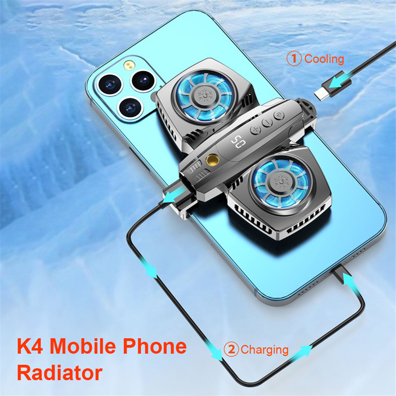 Mobile Phone Gamer Cooler USB Phone Coolers Semiconductor Dual Cooling Fan Radiator Smartphone Temperature Display Heat Sink