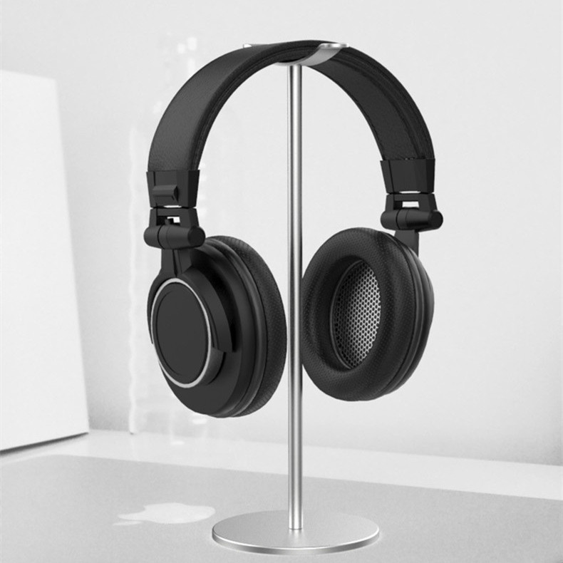 Curved Aluminum Headphone Stand Rack Sturdy Metal Gaming Headset Earphone Holder Hanger with Solid Base for Table Desk Display
