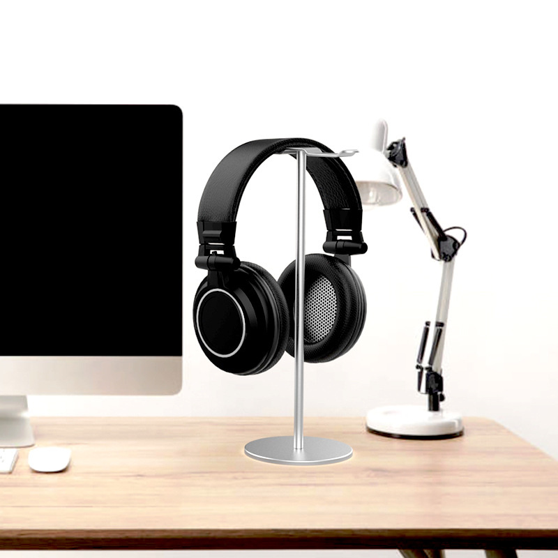 Curved Aluminum Headphone Stand Rack Sturdy Metal Gaming Headset Earphone Holder Hanger with Solid Base for Table Desk Display