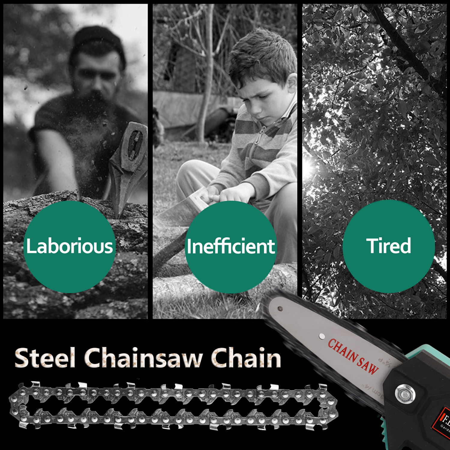 4 Inch Mini Steel Chainsaw Chain Electric Electric Saw Accessory Replacement Chain for Electric Pruning Saw Garden Logging Tools