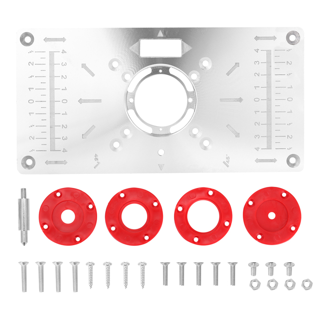 Aluminium Router Table Insert Plate Table For Woodworking Benches Router Plate Wood Tools Milling Trimming Machine With 4 Rings