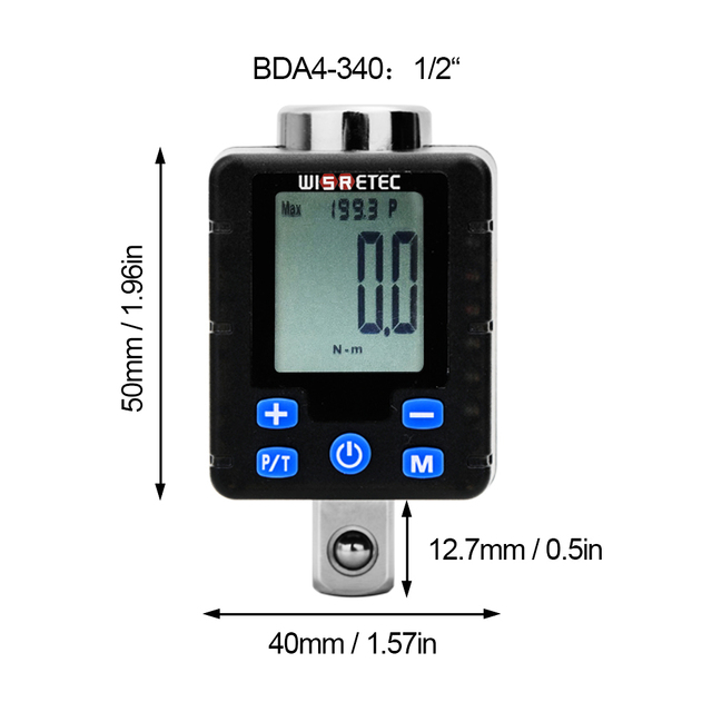 High Accuracy Large Screen Electronic Digital Display Torquemeter Adjustable Torque Meter Adapter Professional Universal Wrench