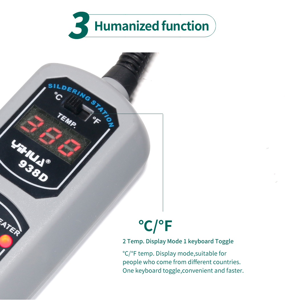 YIHUA 938D 10V/ 220V EU/US/GB/AU PLUG Portable Hot tweezers Mini Soldering Station Hot Tweezer for BGA SMD repairing