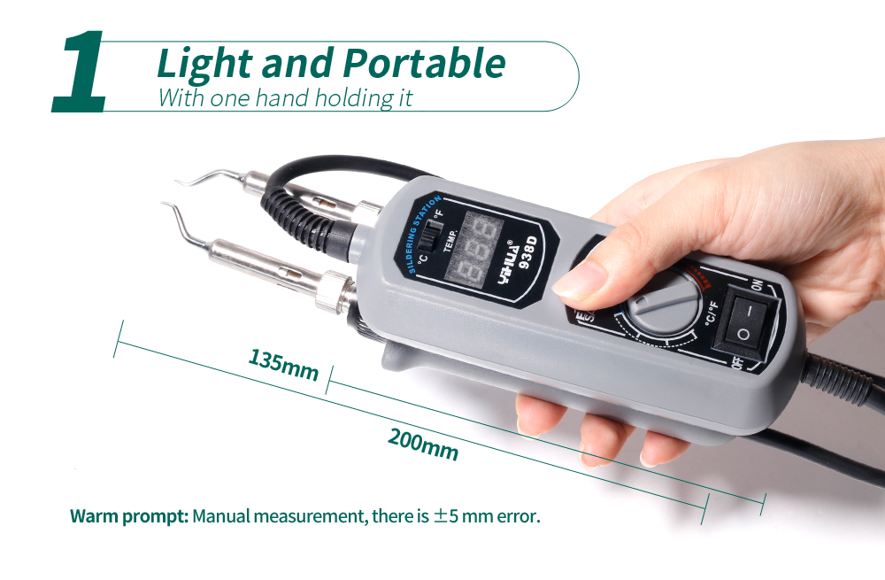 YIHUA 938D 10V/ 220V EU/US/GB/AU PLUG Portable Hot tweezers Mini Soldering Station Hot Tweezer for BGA SMD repairing