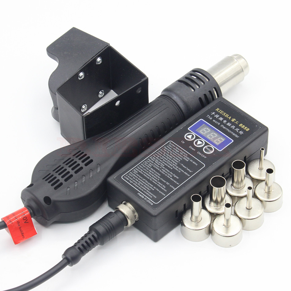 RIESBA 8858 Portable BGA Rework Solder Station Hot Air Blower Heat Gun Heating core air nozzle tweezers