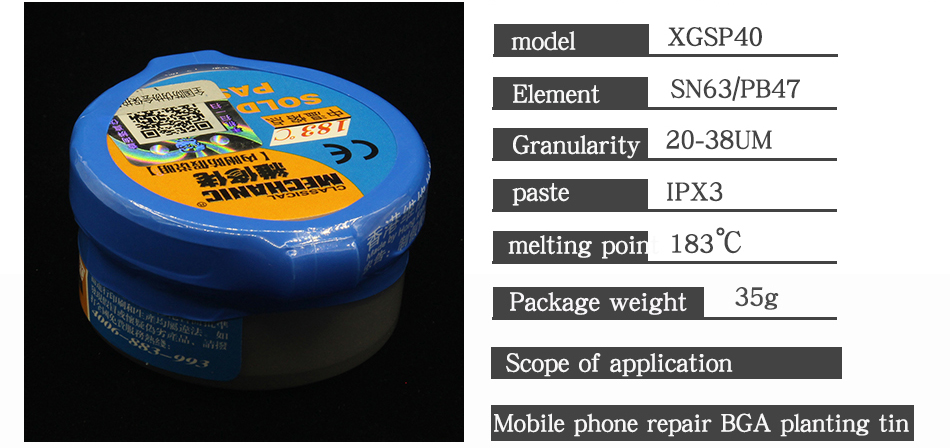 1PCS MECHANIC Solder Paste XGSP30 XGSP40 XGSP50 XGSP80 XGSP200 XGSP500 low temperature solder paste solder flux