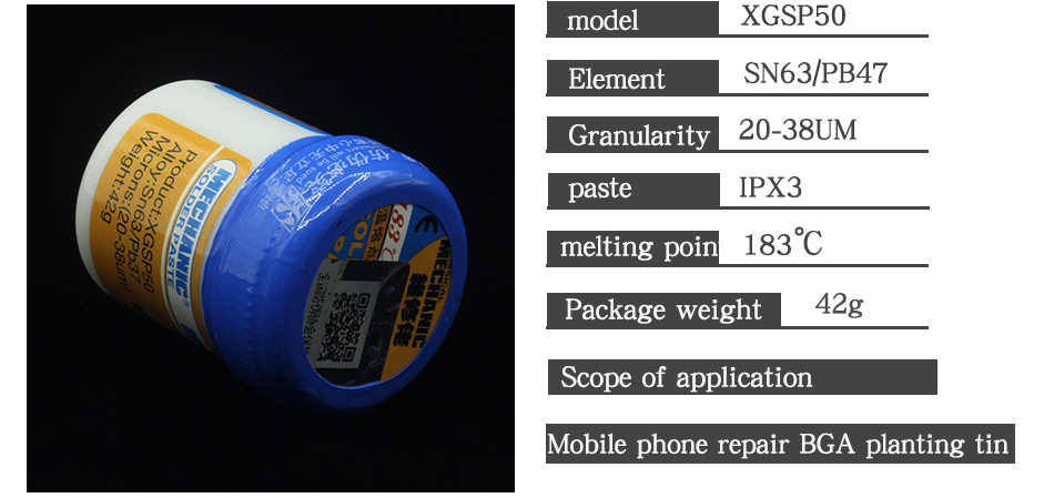 1PCS MECHANIC Solder Paste XGSP30 XGSP40 XGSP50 XGSP80 XGSP200 XGSP500 low temperature solder paste solder flux