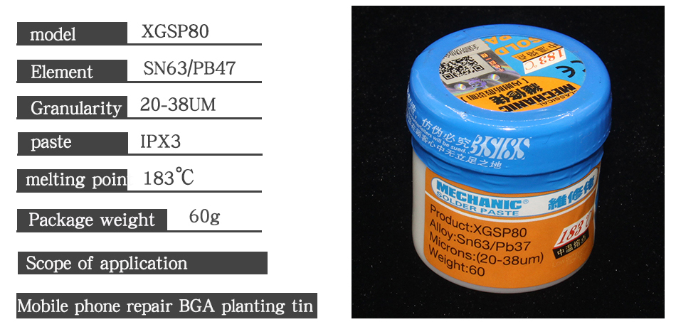 1PCS MECHANIC Solder Paste XGSP30 XGSP40 XGSP50 XGSP80 XGSP200 XGSP500 low temperature solder paste solder flux