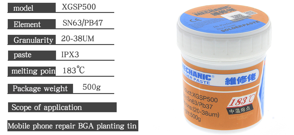 1PCS MECHANIC Solder Paste XGSP30 XGSP40 XGSP50 XGSP80 XGSP200 XGSP500 low temperature solder paste solder flux
