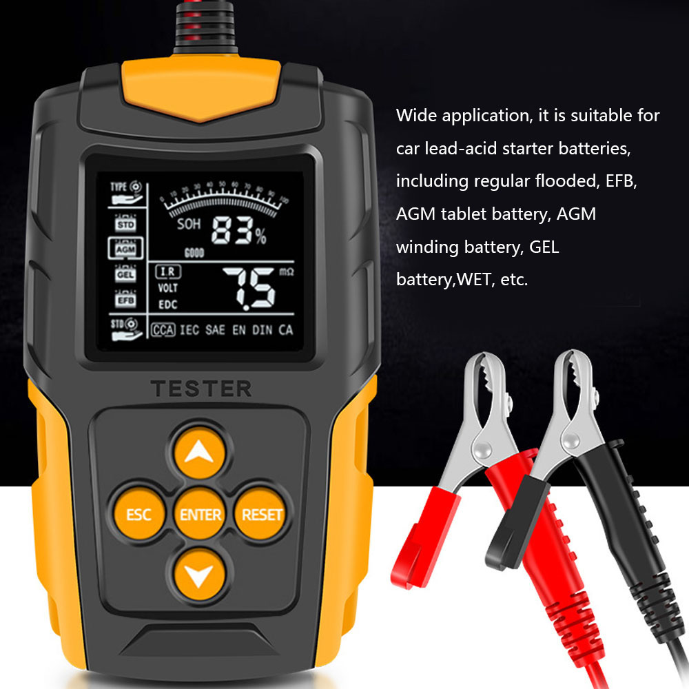 12V/24V Car Battery Tester LCD Digital Battery Analyzer Car Charge Diagnostic Tool SOH SOC CCA IR Meter for Car Truck Repair