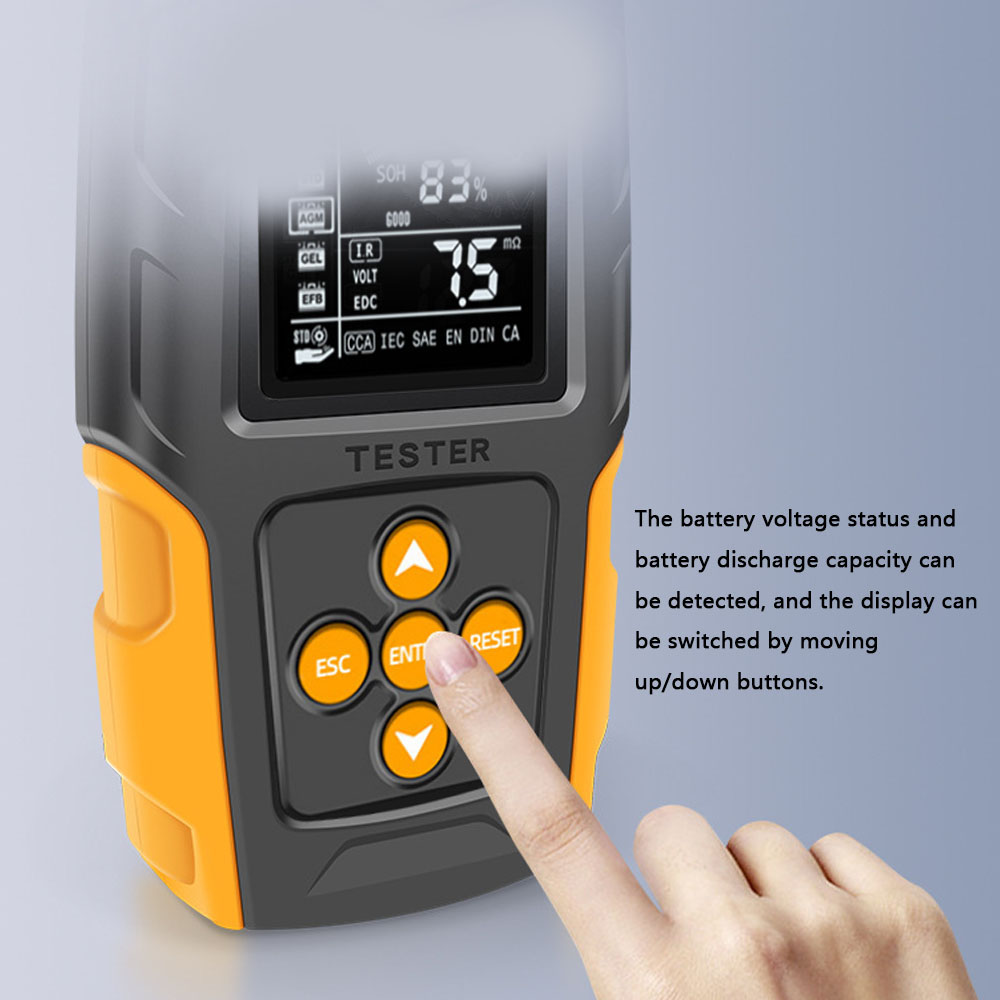 12V/24V Car Battery Tester LCD Digital Battery Analyzer Car Charge Diagnostic Tool SOH SOC CCA IR Meter for Car Truck Repair