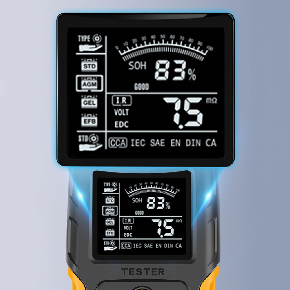 12V/24V Car Battery Tester LCD Digital Battery Analyzer Car Charge Diagnostic Tool SOH SOC CCA IR Meter for Car Truck Repair