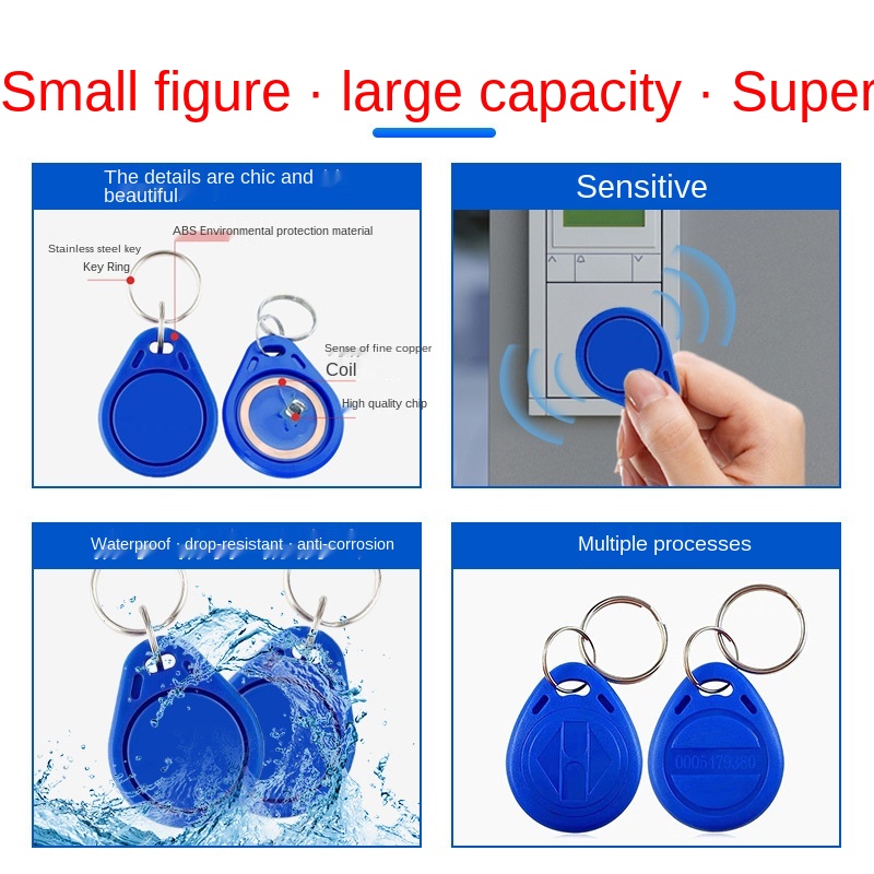 10pcs ID copy card EM4305 T5577 125khz copy rewritable key card RFID tag key ring card proximity token badge copy key ring