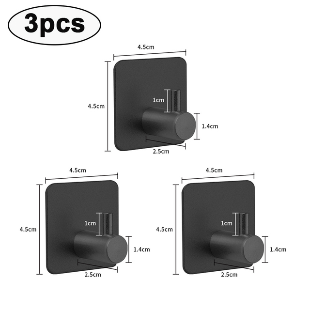 3pcs Self Adhesive Wall Hooks Multi-Purpose Hook for Key Coat Handbag Bathroom Towel Holder Hanging Hook Kitchen Tool Accessorie
