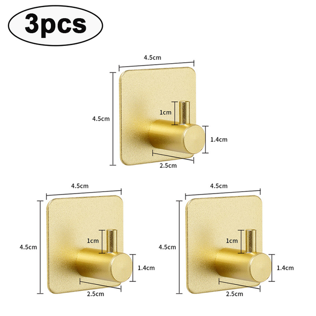 3pcs Self Adhesive Wall Hooks Multi-Purpose Hook for Key Coat Handbag Bathroom Towel Holder Hanging Hook Kitchen Tool Accessorie