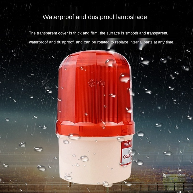 Fault Warning Light Outdoor Waterproof 12V 24V 110V 220V Four Color Rotating Flashing Light Security Alarm Strobe Signal Warning LED Lamp with Sound Rotation alarm