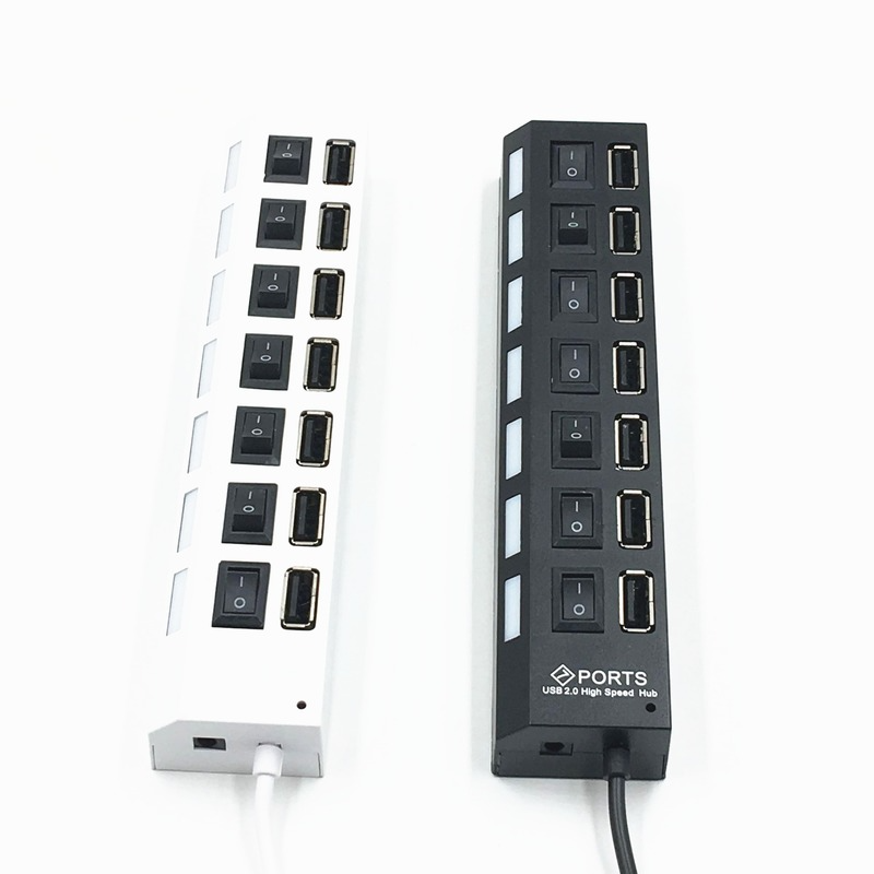 7 Ports Hub USB 2.0 Hub USB Hub 2.0 Multiple USB Splitter 3 Hab with Power Adapter 7-port Multiple Extender 2.0 USB3 Hub with PCv Switch