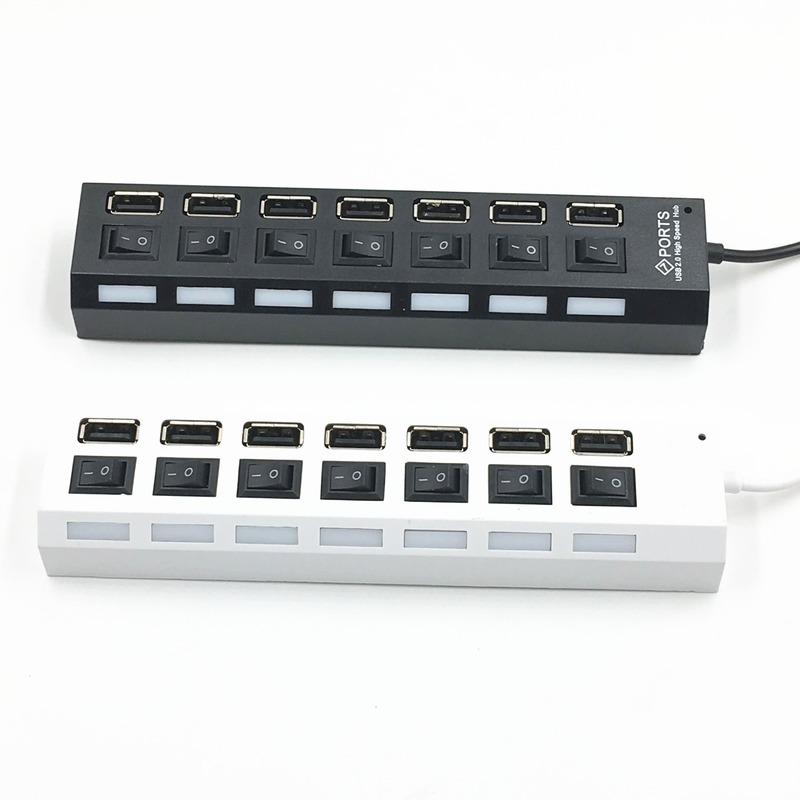 7 Ports Hub USB 2.0 Hub USB Hub 2.0 Multiple USB Splitter 3 Hab with Power Adapter 7-port Multiple Extender 2.0 USB3 Hub with PCv Switch