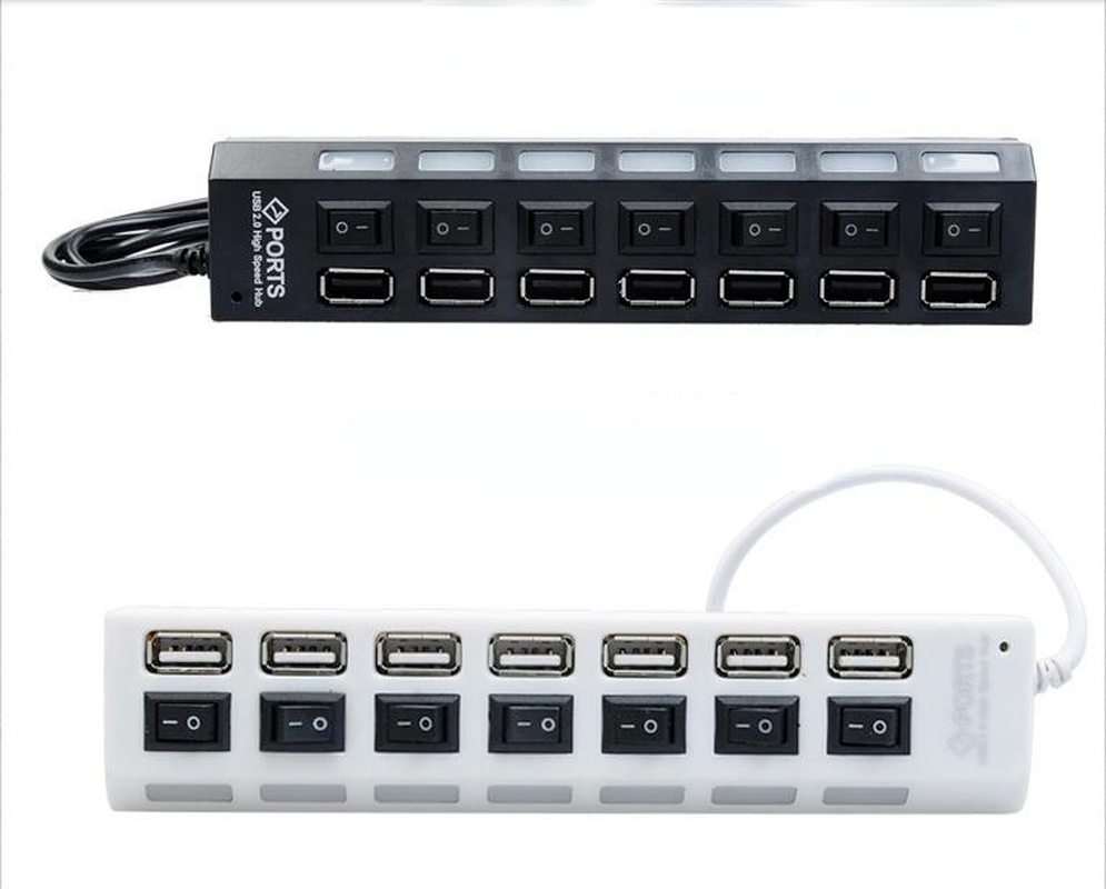 7 Ports Hub USB 2.0 Hub USB Hub 2.0 Multiple USB Splitter 3 Hab with Power Adapter 7-port Multiple Extender 2.0 USB3 Hub with PCv Switch
