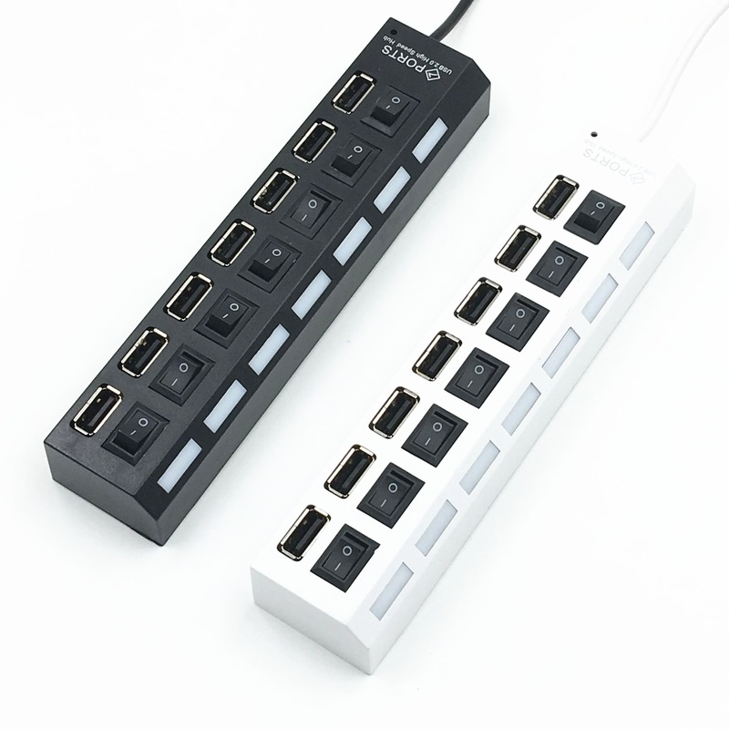 7 Ports Hub USB 2.0 Hub USB Hub 2.0 Multiple USB Splitter 3 Hab with Power Adapter 7-port Multiple Extender 2.0 USB3 Hub with PCv Switch